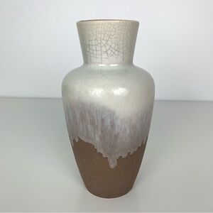 West Germany Vase Fat Lava Beige Brown Vtg W. Germany German Pottery MCM